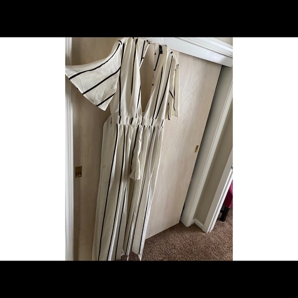 White and Black Striped Dress - Picture 1 of 3